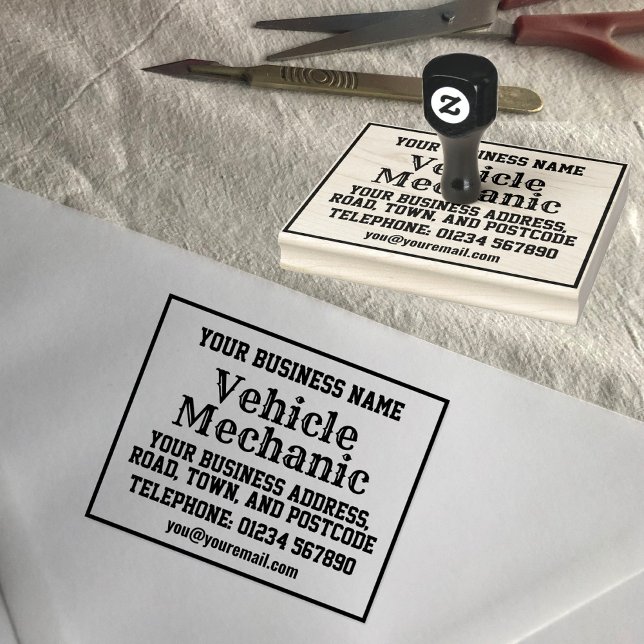 Tampons Encreurs Mécanicien automobile avec nom, adresse, etc (Créateur téléchargé)
