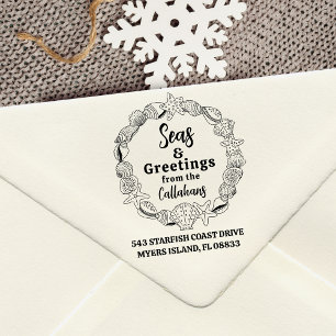 Tampons Encreurs Mer et salutations Retour Adresse Seashell Wreath