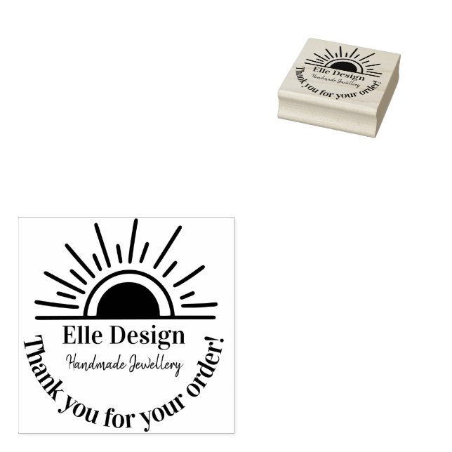 Tampons Encreurs Merci Élégant Logo Personnalisé Feminine Boho Sun (Tamponné)