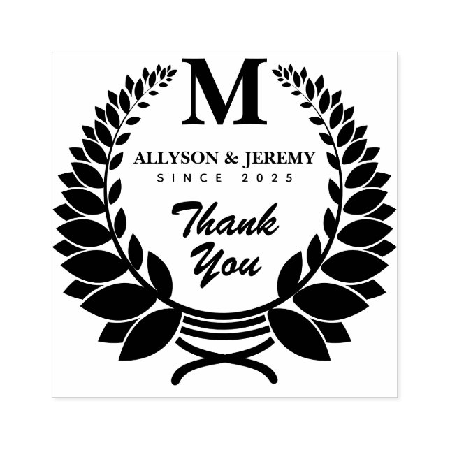 Tampons Encreurs Merci Monogramme traditionnel Laurel Wreath Favori (Impression)