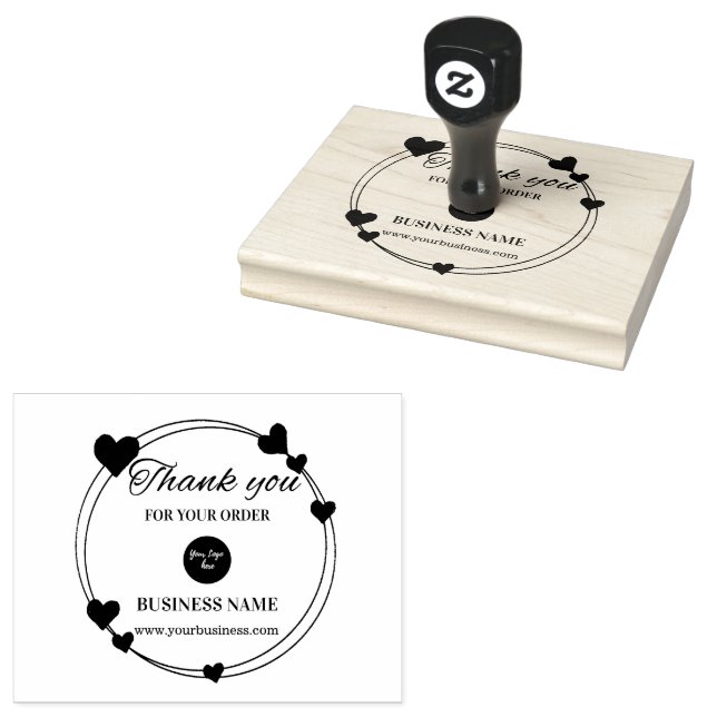 Tampons Encreurs Merci personnalisé logo d'entreprise coeur (Tamponné)