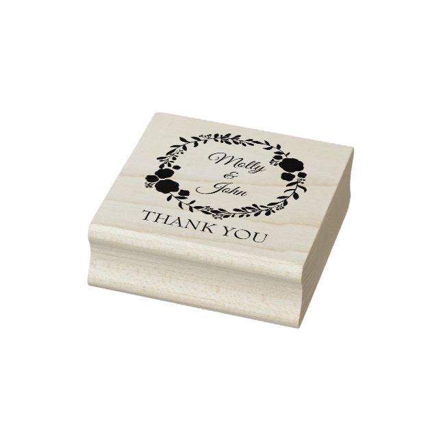 Tampons Encreurs Merci Rustique Monogramme Wreath Mariage personnal (Tampon)