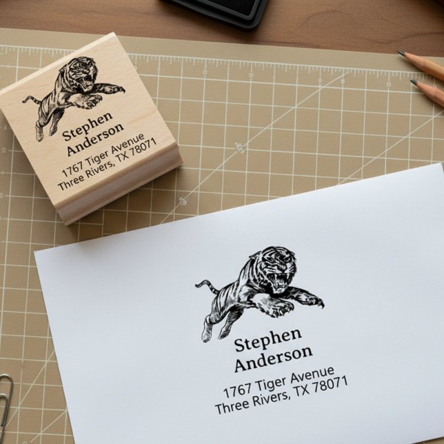 Tampons Encreurs Mighty Tiger Return Address Stamp (Tiger return address stamp.)