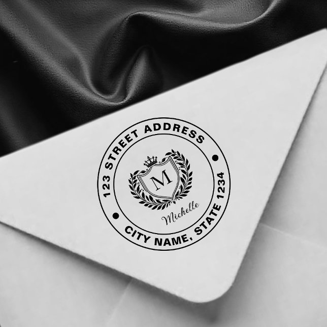 Tampons Encreurs Minimal Blason de Monogramme de Nom Personnalisé   (Créateur téléchargé)