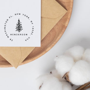 Tampons Encreurs Minimaliste Arbre à pin Adresse de retour simple r
