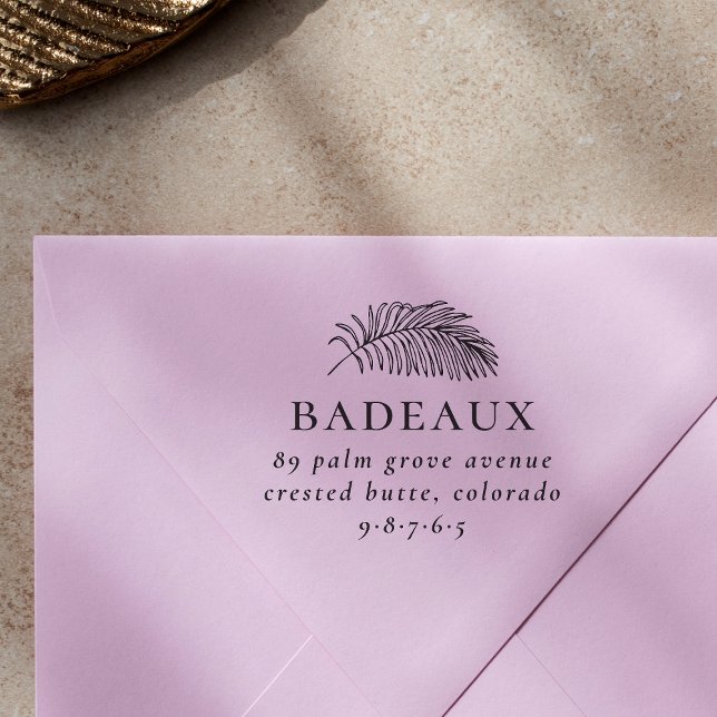 Tampons Encreurs Modern Palm Leave & Family Adresse de retour (Stamp Mockup)