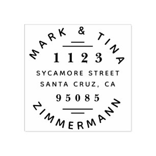 Tampons Encreurs Modern Round Married Couple Nom Adresse de retour