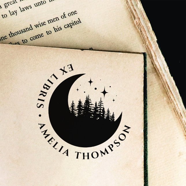 Tampons Encreurs Moderne Crescent Lune Arbres & Étoiles Round Ex Li (Créateur téléchargé)