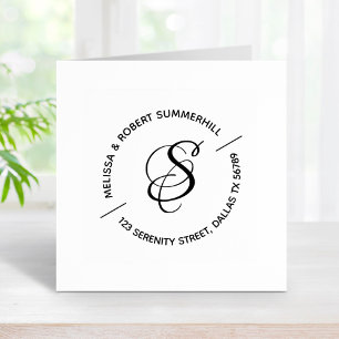 Tampons Encreurs Monogram Family Couple Round Adresse