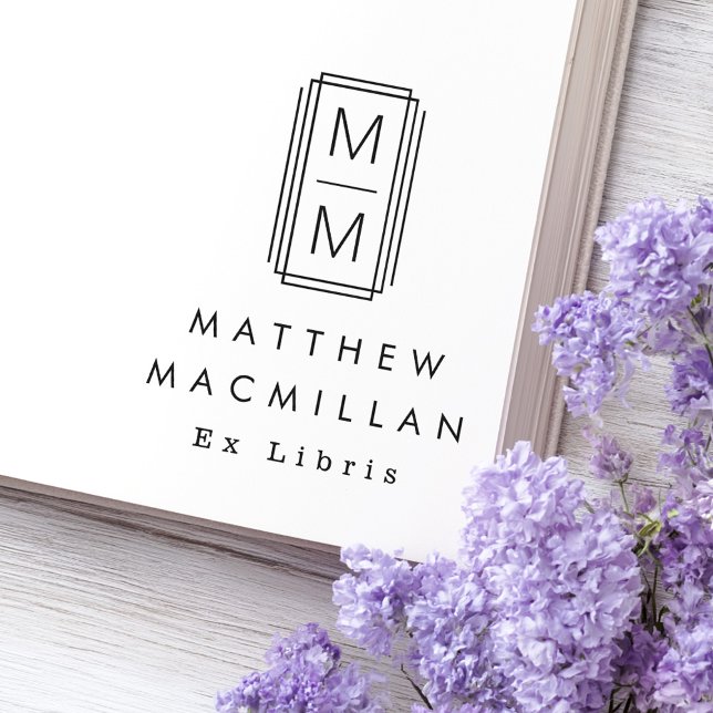 Tampons Encreurs Monogram initials and name Ex libris library book (Monogram initials and name Ex libris library book Rubber Stamp)