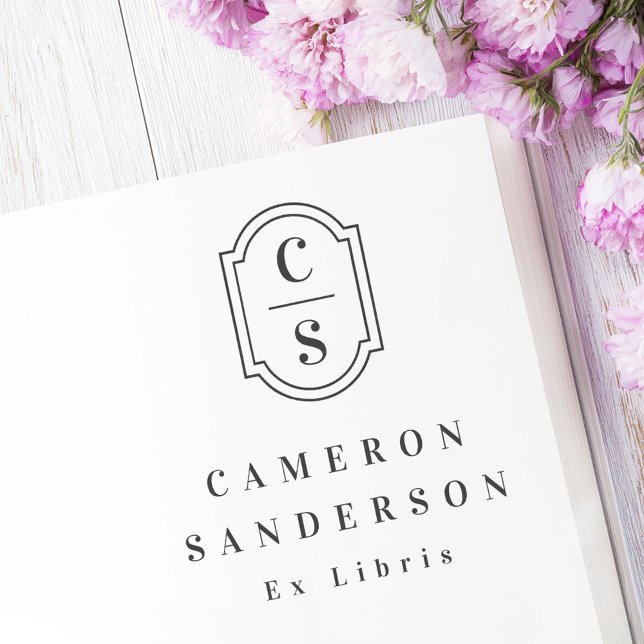 Tampons Encreurs Monogram initials elegant border Ex Libris book (Monogram initials elegant border Ex Libris book Rubber Stamp)