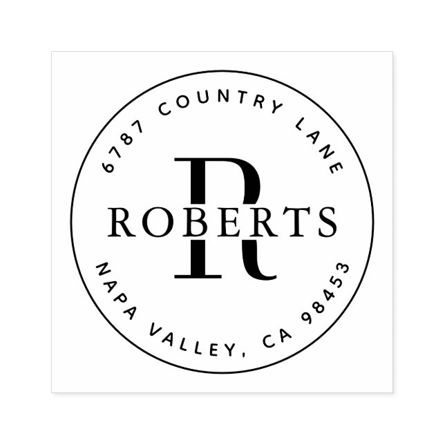 Tampons Encreurs Monogramme circulaire Nom de famille Adresse de re (Impression)