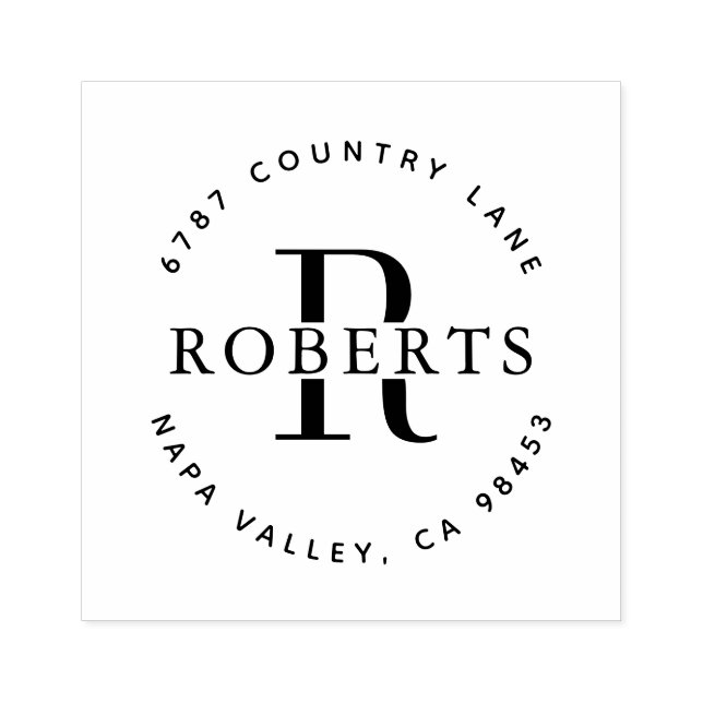 Tampons Encreurs Monogramme circulaire Nom de famille Adresse de re (Impression)