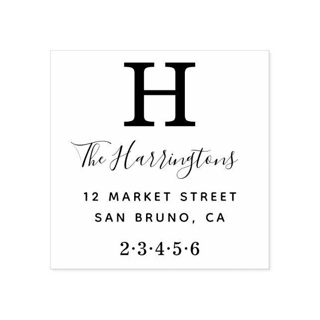 Tampons Encreurs Monogramme classique avec nom et adresse de retour (Impression)