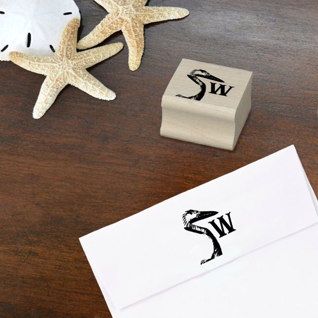 Tampons Encreurs Monogramme côtier de héron sculpté (Créateur téléchargé)