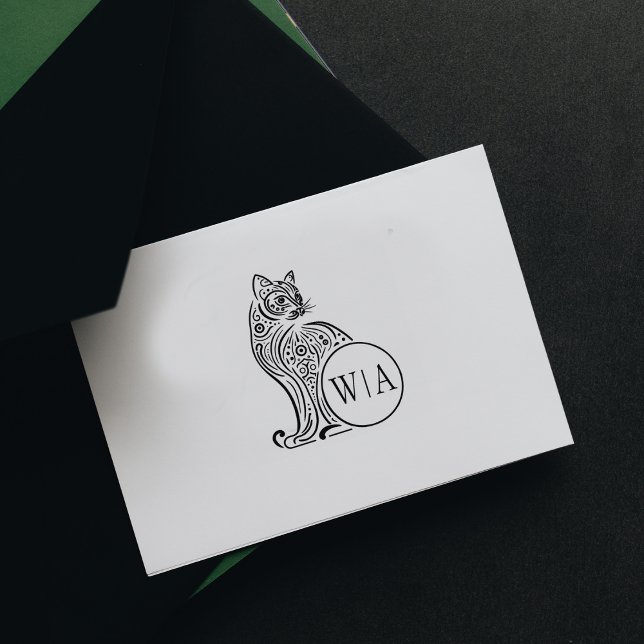 Tampons Encreurs Monogramme de chat Vintage moderne (Créateur téléchargé)