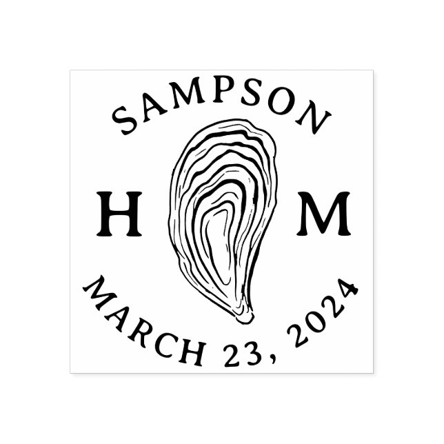 Tampons Encreurs Monogramme de coquille d'huître marine avec nom Da (Impression)