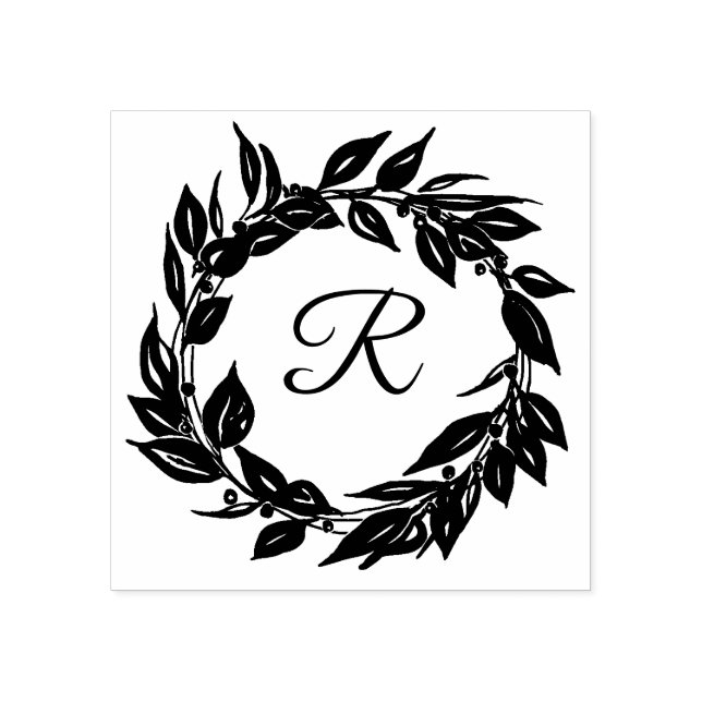 Tampons Encreurs Monogramme de couronne botanique moderne initial (Impression)