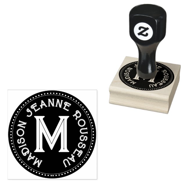 Tampons Encreurs Monogramme de nom initial décoratif (Tamponné)