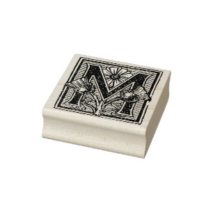 Tampons Encreurs Monogramme floral lettre initiale Vintage M