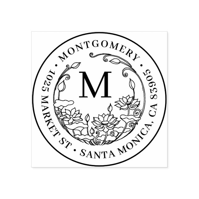 Tampons Encreurs Monogramme floral Nom de famille et adresse de ret (Impression)