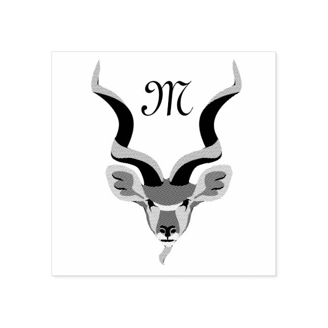 Tampons Encreurs Monogramme illustré de la tête du Grand Kudu (Impression)