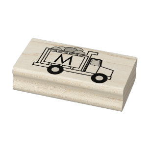Tampons Encreurs Monogramme initial de l'enfant mignon du camion