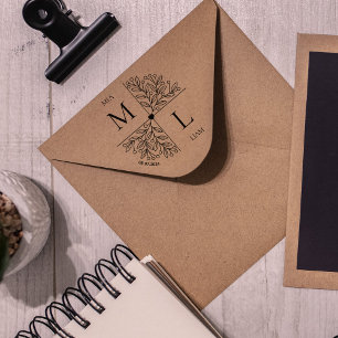 Tampons Encreurs Monogramme Mariage floral moderne