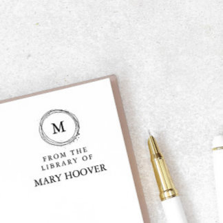 Tampons Encreurs Monogramme Minimaliste Simple De La Bibliothèque D