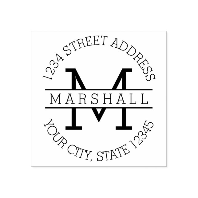 Tampons Encreurs Monogramme unique avec nom et adresse de retour (Impression)