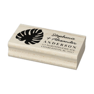 Tampons Encreurs Monstera Leaf Tropical Moderne Adresse de retour T