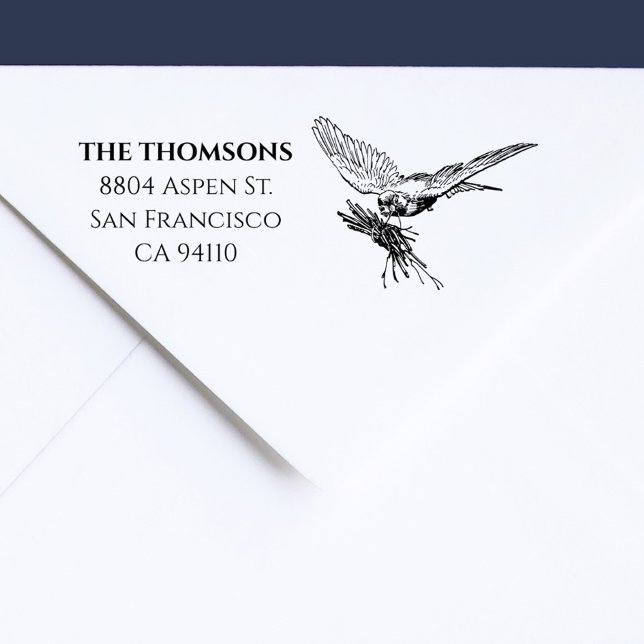 Tampons Encreurs Nesting Bird Elegant Family Return Adresse (Nesting Bird Elegant Family Return Address Rubber Stamp)
