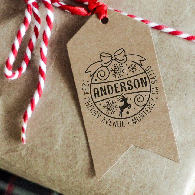 Tampons Encreurs Noël Adresse de retour Reindeder Snowflake (Créateur téléchargé)