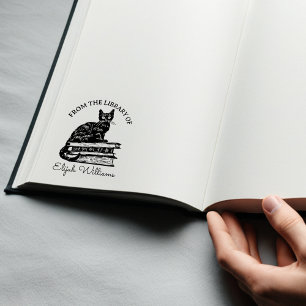 Tampons Encreurs Nom de calligraphie personnalisée, livre de chat d