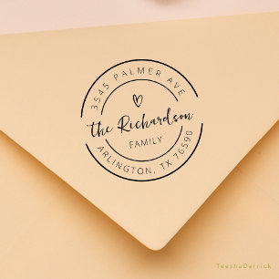 Tampons Encreurs Nom de famille Adresse de retour Cœur mignon Logo