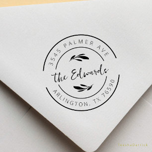 Tampons Encreurs Nom de famille Adresse de retour Logo rond Eucalyp
