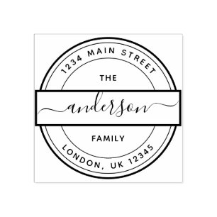 Tampons Encreurs Nom de famille de script personnalisé Adresse de r