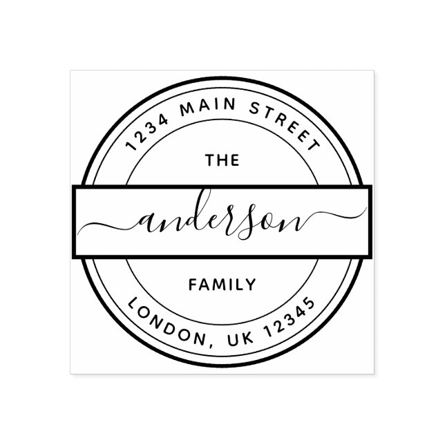 Tampons Encreurs Nom de famille de script personnalisé Adresse de r (Impression)