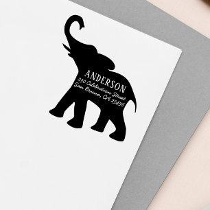 Tampons Encreurs Nom de famille de silhouette d'éléphant et adres