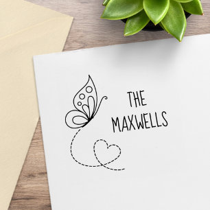 Tampons Encreurs Nom de famille du coeur papillon