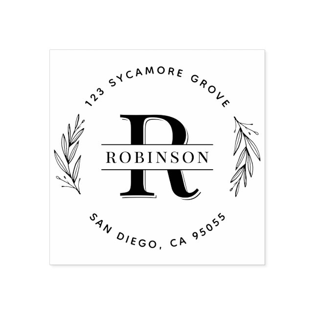 Tampons Encreurs Nom de famille Monogramme | Adresse de retour arro (Impression)