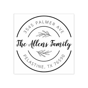 Tampons Encreurs Nom de famille Retour Adresse Logo de l'arrondi Au