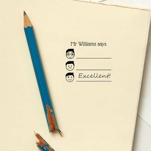 Tampons Encreurs Nom de l'enseignant personnalisé Emojis Avaliation (Créateur téléchargé)