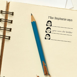 Tampons Encreurs Nom de l'enseignant personnalisé Emojis Avaliation