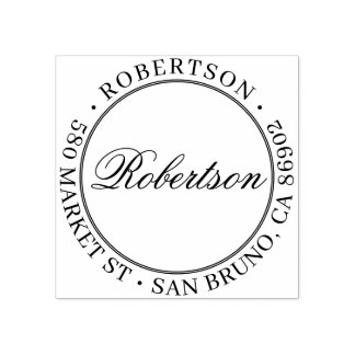 Tampons Encreurs Nom de script élégant Adresse de retour ronde form