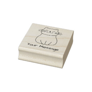 Tampons Encreurs Nom ou message avec dessin de chat souriant mignon