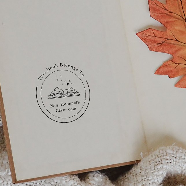 Tampons Encreurs Nom Personnalisé Circle Book Appartient À L'Enseig (Custom Name Circle Book Belongs To Teacher Rubber Stamp)
