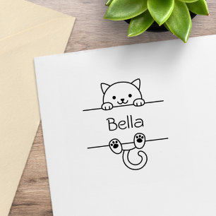 Tampons Encreurs Nom personnalisé du chat blanc mou