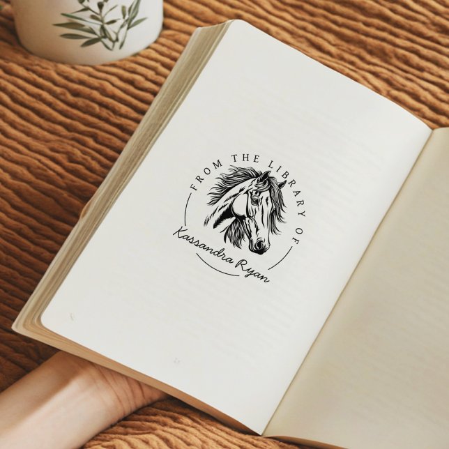 Tampons Encreurs Nom personnalisé du cheval élégant, de la biblioth (Créateur téléchargé)