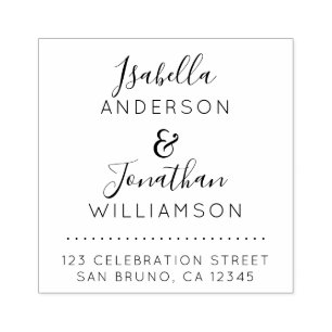 Tampons Encreurs Nom personnalisé Elegant Script Mariage Adresse de